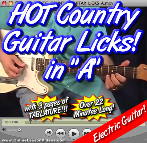 HOT COUNTRY LICKS - For Guitar - IN THE KEY OF A + TABLATURE!!!